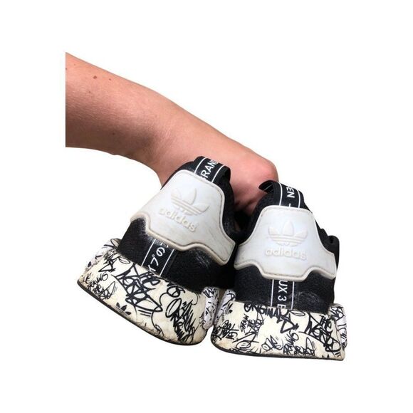 Adidas NMD R1 Black Graffiti Size 9.5 - Picture 3 of 13